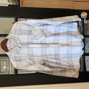 Ladies 💌 VINEYARD VINES Long Sleeve Grey Plaid Button Up Top Shirt Size 14